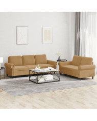 Ensemble de canapés 2 pcs avec coussins Marron Velours | Mobilier & Déco