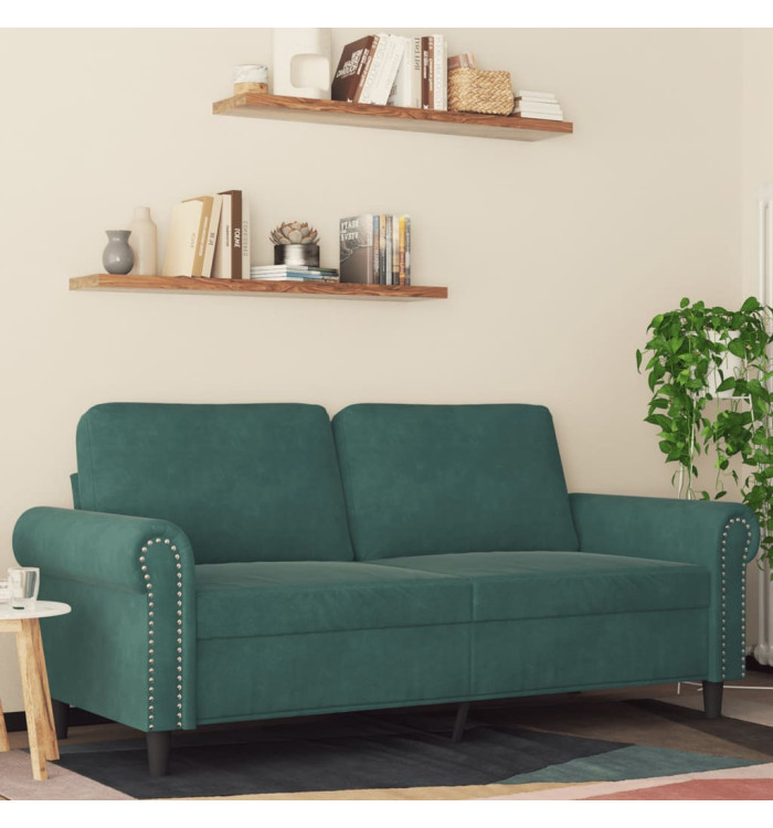 Canapé à 2 places Vert foncé 140 cm Velours | Mobilier & Déco