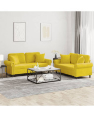 Ensemble de canapés 2 pcs avec coussins jaune velours | Mobilier & Déco