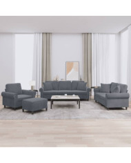 Ensemble de canapés 4 pcs avec coussins gris foncé velours | Mobilier & Déco