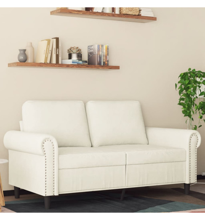 Canapé à 2 places Crème 120 cm Velours | Mobilier & Déco