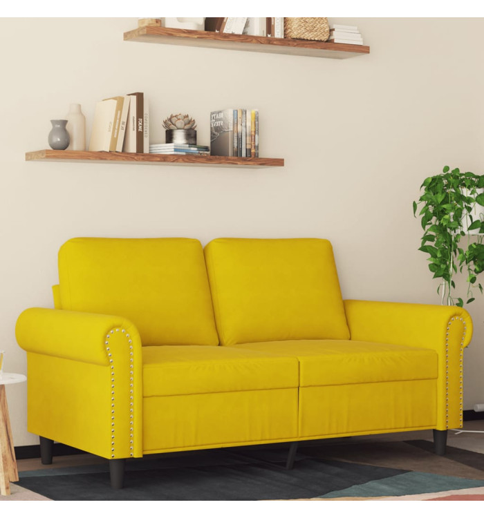 Canapé à 2 places Jaune 120 cm Velours | Mobilier & Déco