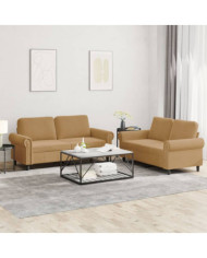 Ensemble de canapés 2 pcs avec coussins Marron Velours | Mobilier & Déco