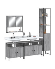 Ensemble de meubles de salle de bain 4 pcs Sonoma gris | Mobilier & Déco