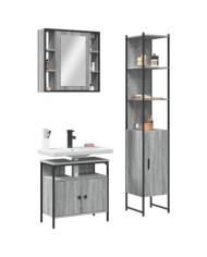 Ensemble d'armoires de salle de bain 3 pcs sonoma gris | Mobilier & Déco