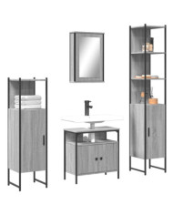 Ensemble de meubles de salle de bain 4 pcs Sonoma gris | Mobilier & Déco