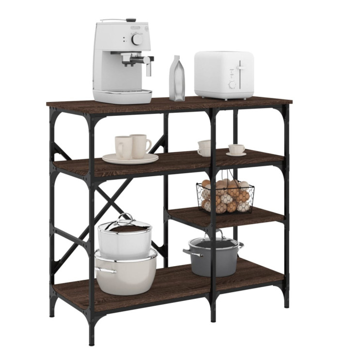 Support de boulanger chêne marron bois d’ingénierie et métal | Mobilier & Déco