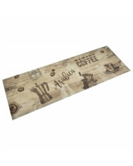 Tapis de cuisine lavable imprimé café marron 60x180 cm velours | Mobilier & Déco