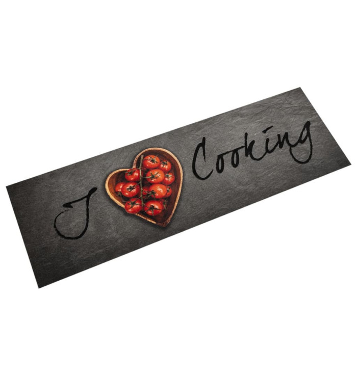 Tapis de cuisine lavable texte Cooking 45x150 cm velours | Mobilier & Déco