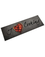 Tapis de cuisine lavable texte Cooking 45x150 cm velours | Mobilier & Déco
