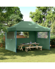 Tente de réception pliable escamotable 3 parois latérales vert | Mobilier & Déco