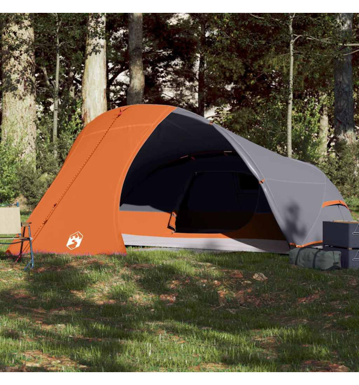 Tente de camping à dôme 4 personnes orange imperméable | Mobilier & Déco