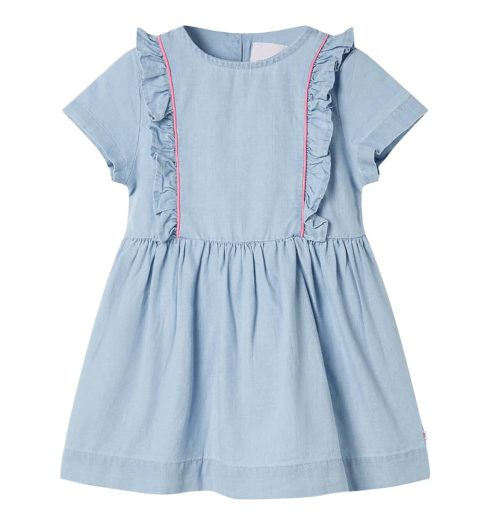 Robe pour enfants à volants bleu doux 140 | Mobilier & Déco