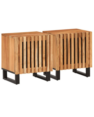 Tables de chevet 2 pcs 40x34x46 cm bois d'acacia massif | Mobilier & Déco