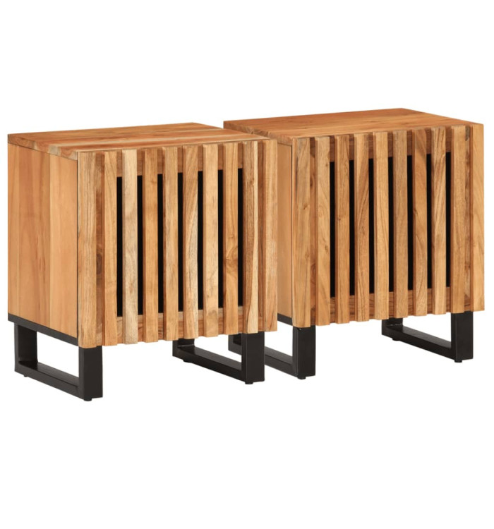 Tables de chevet 2 pcs 40x34x46 cm bois d'acacia massif | Mobilier & Déco