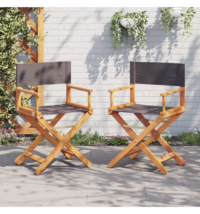 Chaises de réalisateur pliables lot de 2 gris foncé tissu | Mobilier & Déco