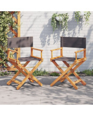 Chaises de réalisateur pliables lot de 2 gris foncé tissu | Mobilier & Déco