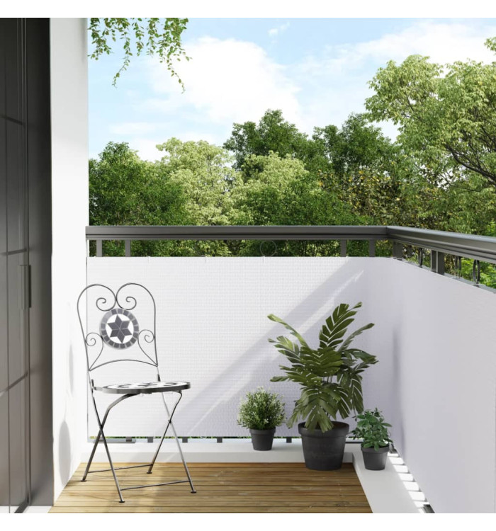 Paravent de balcon blanc 1000x80 cm résine tressée | Mobilier & Déco