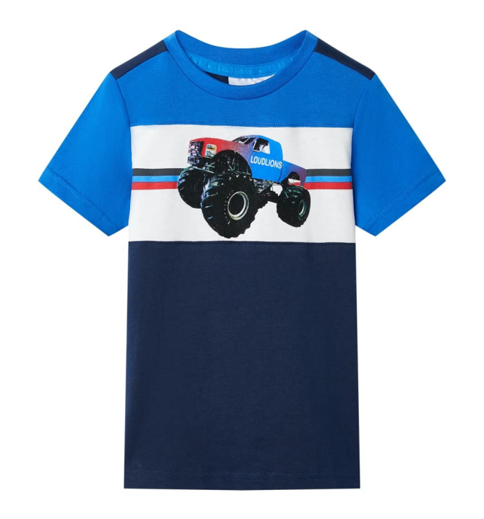 T-shirt pour enfants bleu et bleu marine 140 | Mobilier & Déco