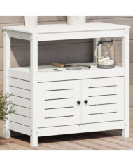 Table de rempotage avec étagères blanc bois massif de pin | Mobilier & Déco