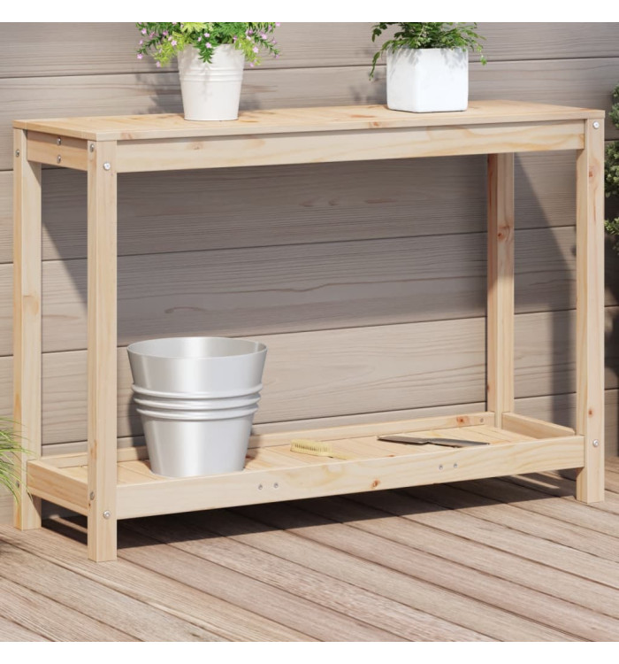 Table de rempotage avec étagère 108x35x75 cm bois massif de pin | Mobilier & Déco