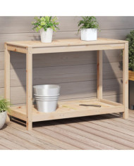 Table de rempotage avec étagère 108x50x75 cm bois massif de pin | Mobilier & Déco