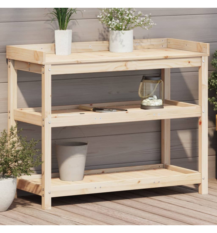 Table de rempotage avec étagères 108x45x86,5 cm bois massif pin | Mobilier & Déco