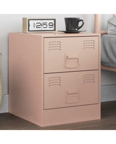 Table de chevet rose 34,5x39x44 cm acier | Mobilier & Déco