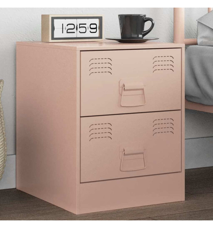 Table de chevet rose 34,5x39x44 cm acier | Mobilier & Déco