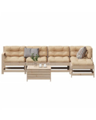 Salon de jardin 6 pcs avec coussins Bois de pin massif | Mobilier & Déco