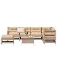 Salon de jardin 8 pcs avec coussins Bois de pin massif | Mobilier & Déco