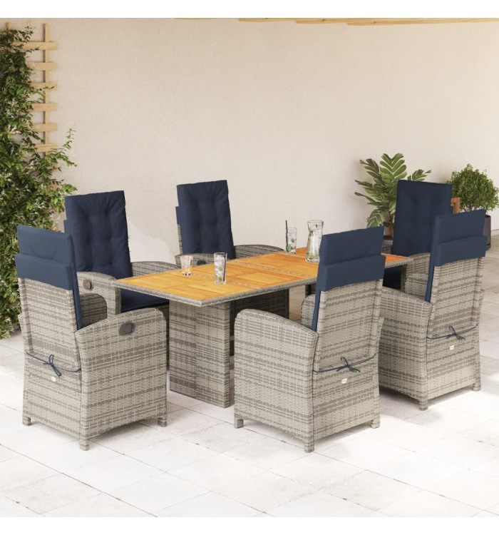 Ensemble à manger de jardin et coussins 7 pcs beige poly rotin | Mobilier & Déco
