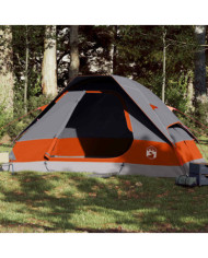 Tente familiale à dôme 6 personnes gris et orange imperméable | Mobilier & Déco