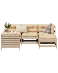 Salon de jardin 5 pcs bois de pin massif | Mobilier & Déco