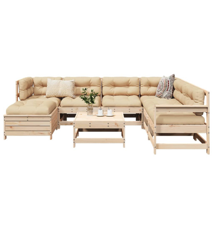 Salon de jardin 8 pcs bois de pin massif | Mobilier & Déco