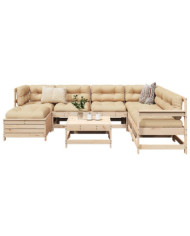 Salon de jardin 8 pcs bois de pin massif | Mobilier & Déco
