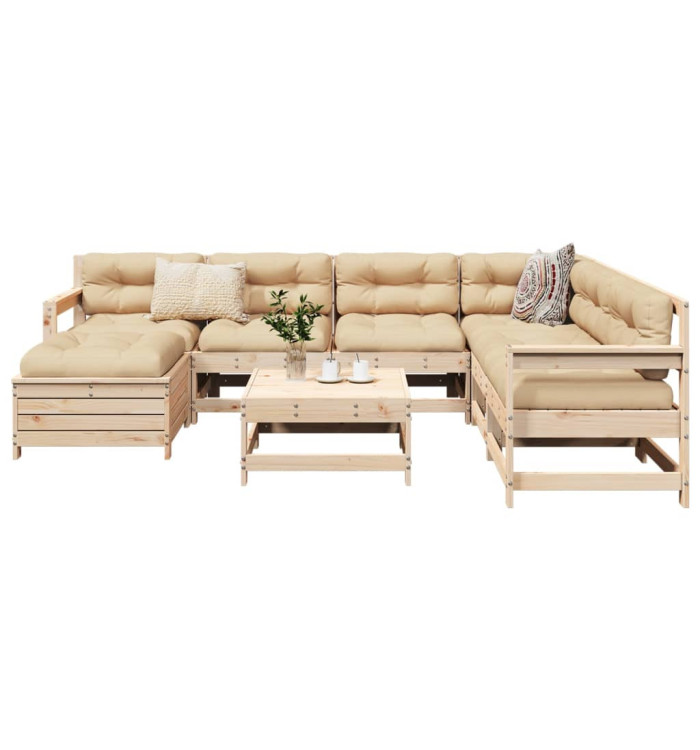 Salon de jardin 8 pcs bois de pin massif | Mobilier & Déco