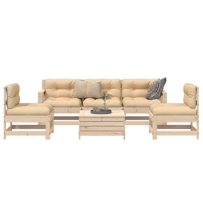Salon de jardin 6 pcs bois de pin massif | Mobilier & Déco