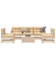 Salon de jardin 6 pcs bois de pin massif | Mobilier & Déco