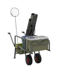 Chariot de pêche vert avec 2 roues acier enduit de poudre | Mobilier & Déco