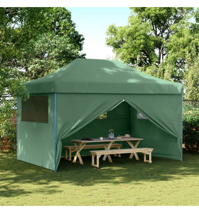 Tente de réception pliable escamotable 4 parois latérales vert | Mobilier & Déco