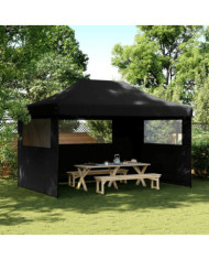 Tente de réception pliable escamotable 3 parois latérales noir | Mobilier & Déco