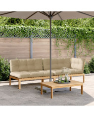 Salon palette de jardin avec coussins 3pcs bois d'acacia massif | Mobilier & Déco