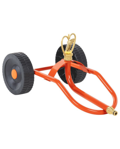 Traîneau d’arrosage sur roues avec tête rotative en acier rouge | Mobilier & Déco