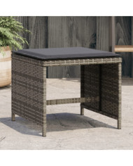 Tabourets de jardin et coussins lot de 4 gris 41x41x36 cm rotin | Mobilier & Déco