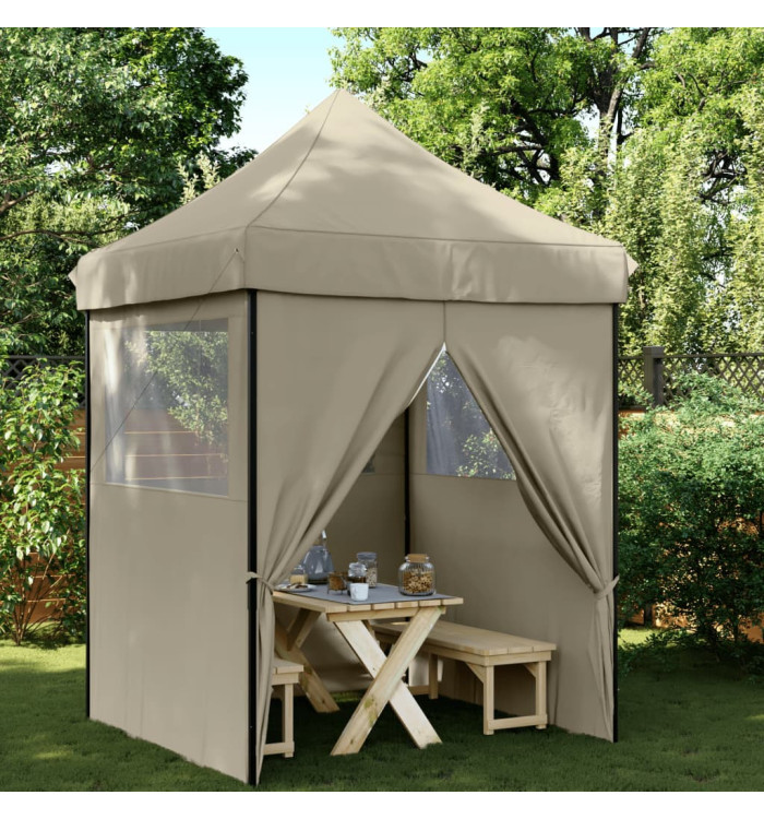 Tente de réception pliable escamotable 4 parois latérales taupe | Mobilier & Déco