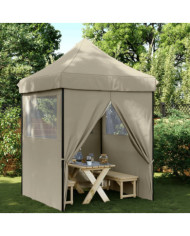 Tente de réception pliable escamotable 4 parois latérales taupe | Mobilier & Déco