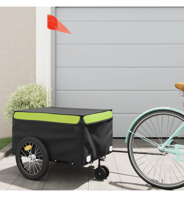 Remorque de vélo noir et vert 45 kg fer | Mobilier & Déco