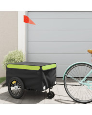 Remorque de vélo noir et vert 45 kg fer | Mobilier & Déco