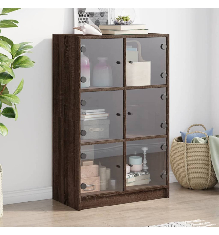 Buffet haut avec portes chêne marron bois d'ingénierie | Mobilier & Déco